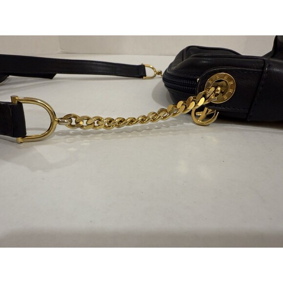 Vintage Paloma Picasso Black Leather Mini Shoulder Crossbody Handbag Gold Chain - Picture 12 of 16